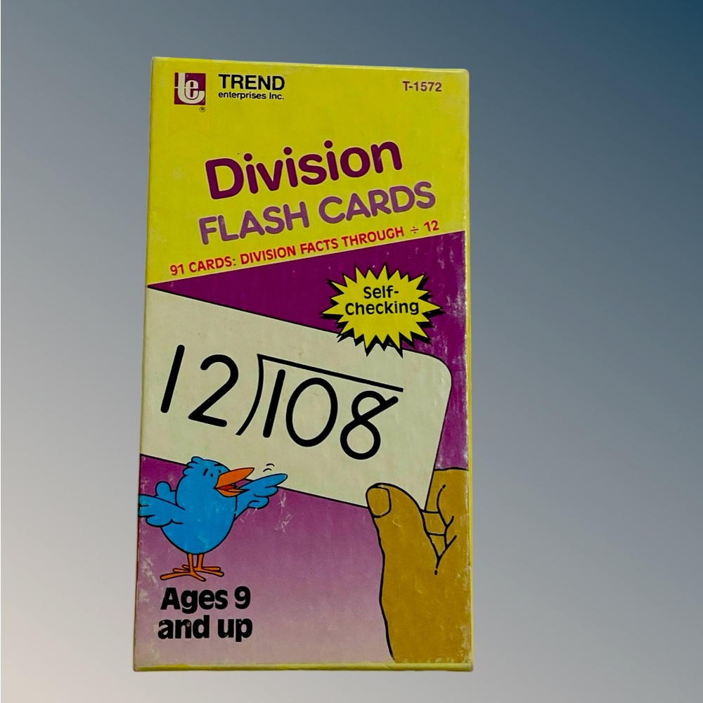 Trend Enterprises box of division flashcards self check 91 cards facts thru 12